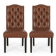 Elona Dining Chair Set of 2 | Crown Top | Brown Tufted Faux Leather