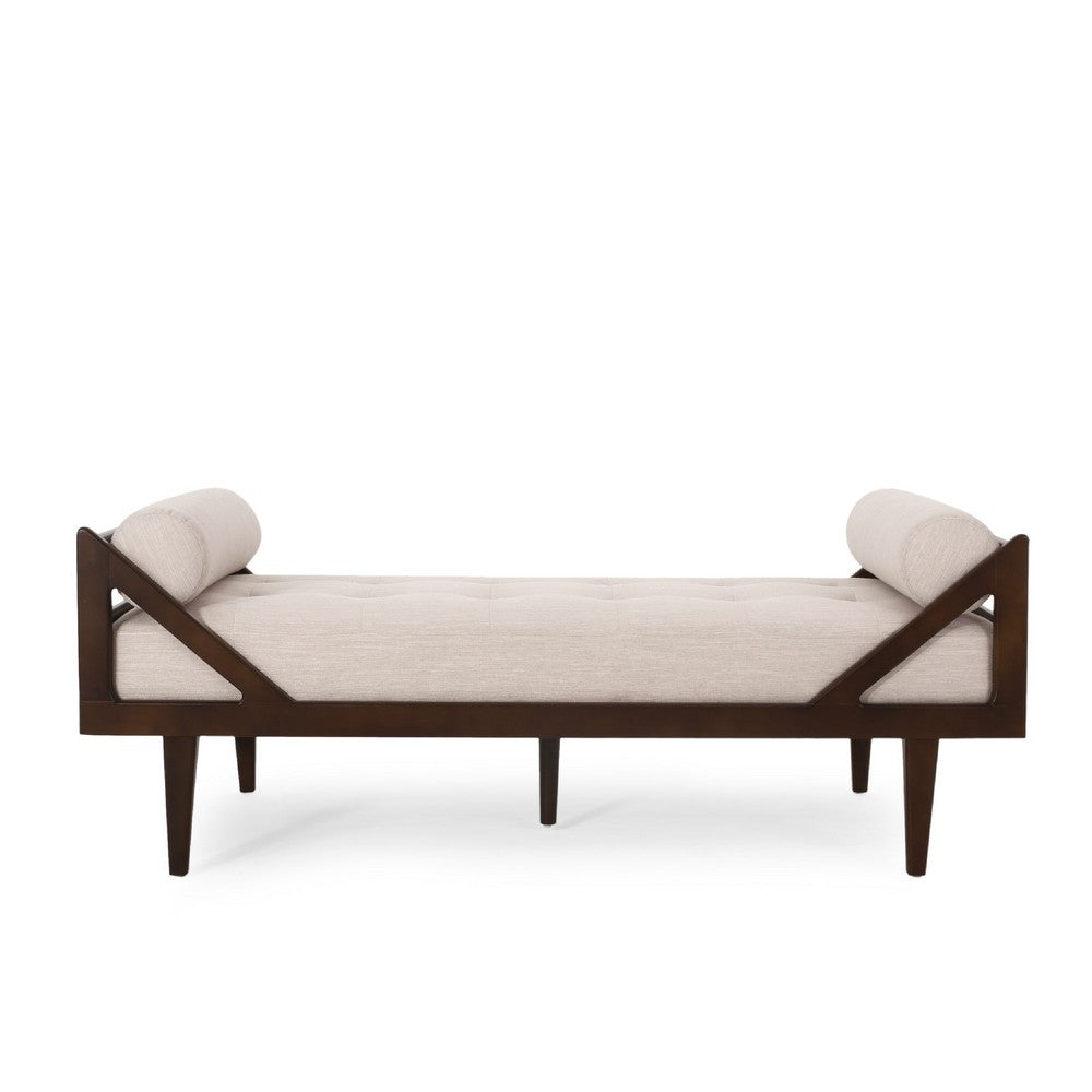 Henry Chaise Lounger | 2 Rolled Bolster Pillows | Beige Waffle Stitch