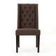 Greg Dining Chair Set of 2 | High Wingback | Birch Wood | Brown Fabric BM335308