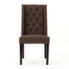 Greg Dining Chair Set of 2 | High Wingback | Birch Wood | Brown Fabric