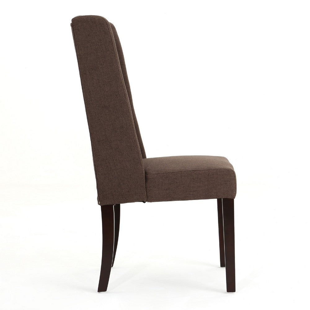 Greg Dining Chair Set of 2 | High Wingback | Birch Wood | Brown Fabric BM335308