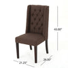 Greg Dining Chair Set of 2 | High Wingback | Birch Wood | Brown Fabric