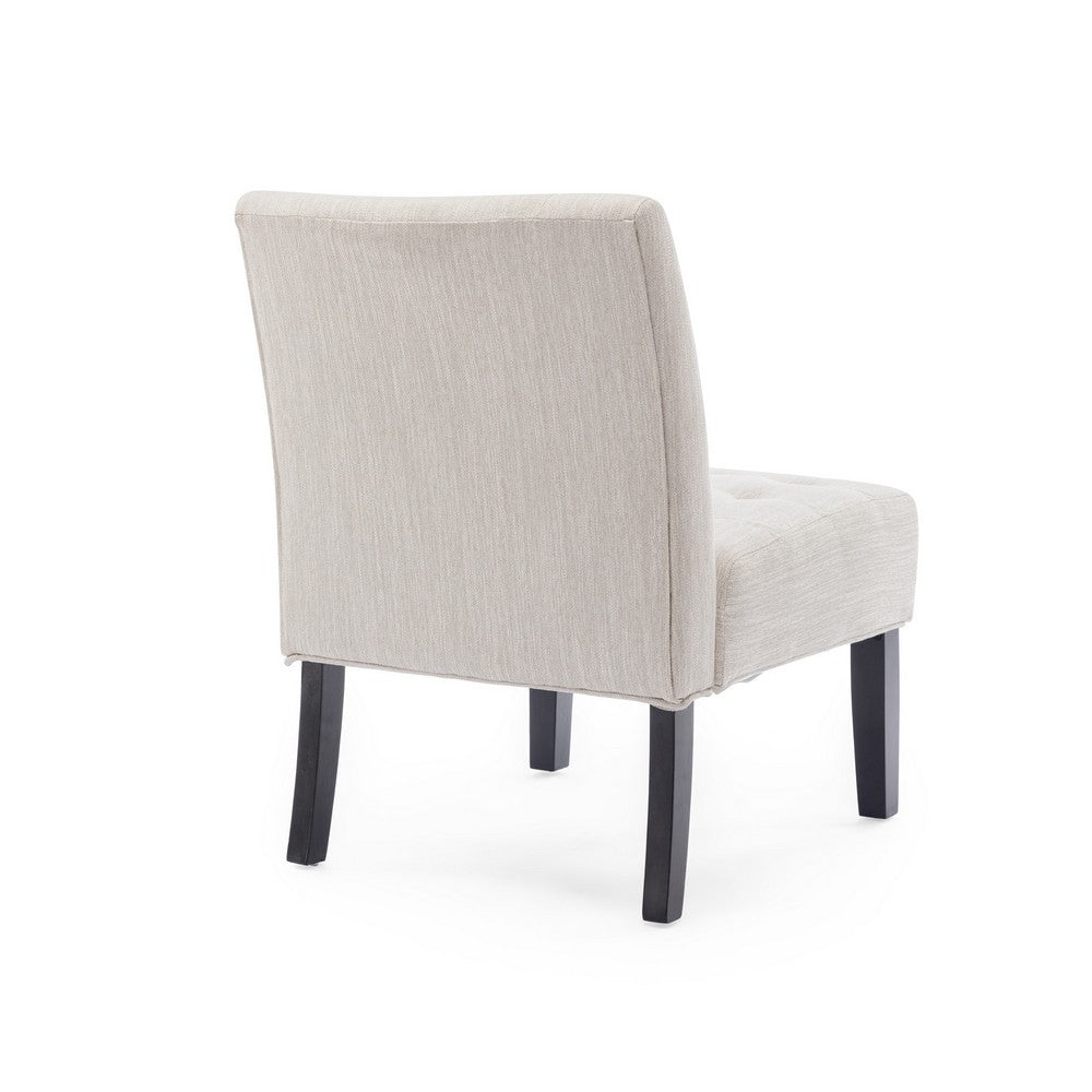 Janine Accent Chair Set of 2 | Beige Button Tufted Waffle Stitch