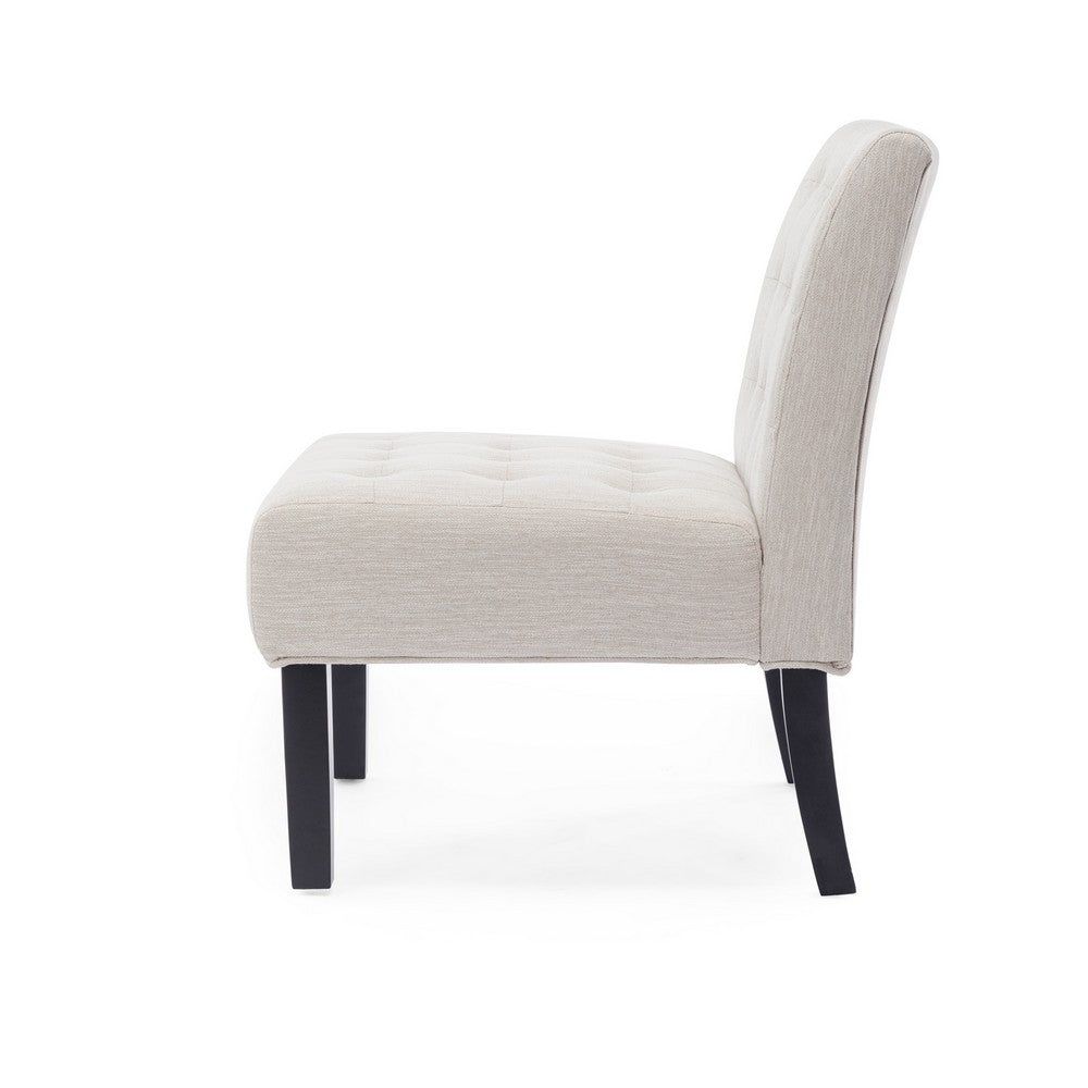 Janine Accent Chair Set of 2 | Beige Button Tufted Waffle Stitch