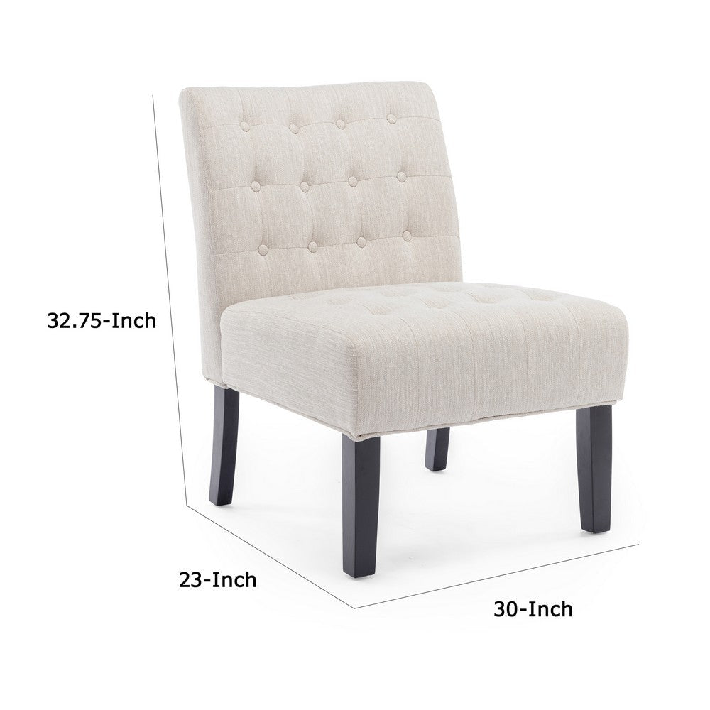 Janine Accent Chair Set of 2 | Beige Button Tufted Waffle Stitch BM335309