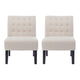 Janine Accent Chair Set of 2 | Beige Button Tufted Waffle Stitch