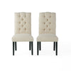 Vizi Dining Chair Set of 2 | Parson Style Natural Beige Tufted Fabric