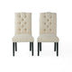 Vizi Dining Chair Set of 2 | Parson Style Natural Beige Tufted Fabric