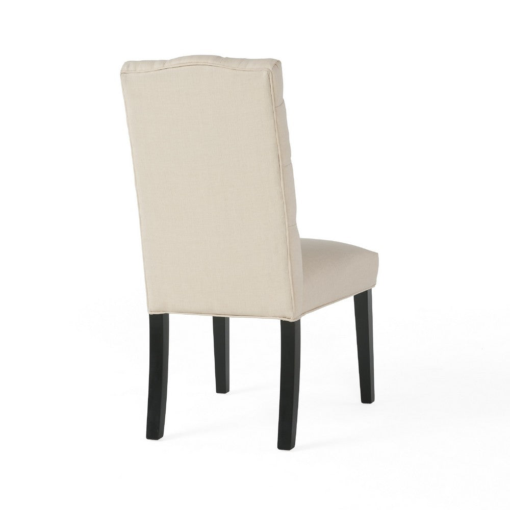 Vizi Dining Chair Set of 2 | Parson Style Natural Beige Tufted Fabric