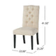 Vizi Dining Chair Set of 2 | Parson Style Natural Beige Tufted Fabric