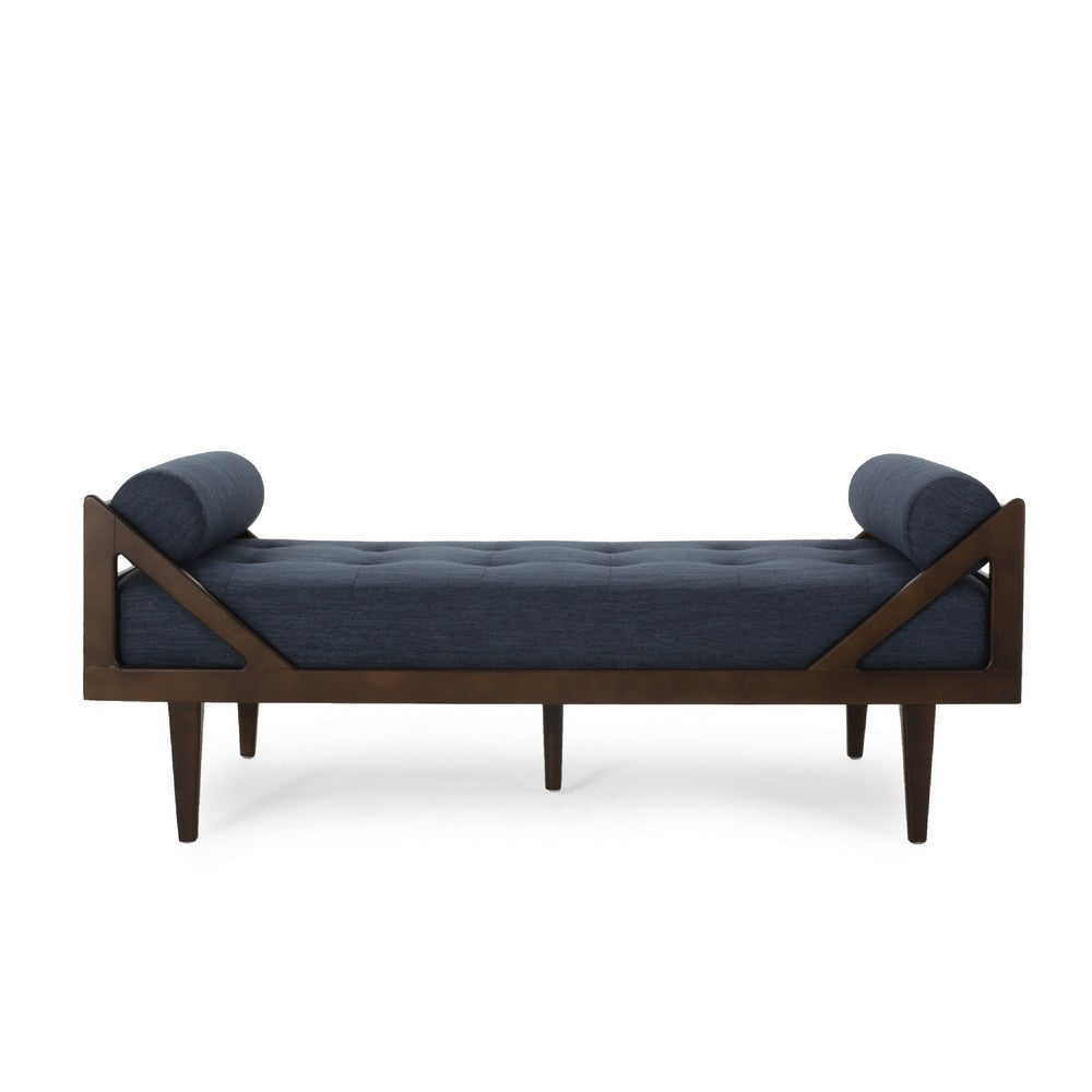 Henry Chaise Lounger with 2 Bolster Pillows | Waffle Stitch Blue