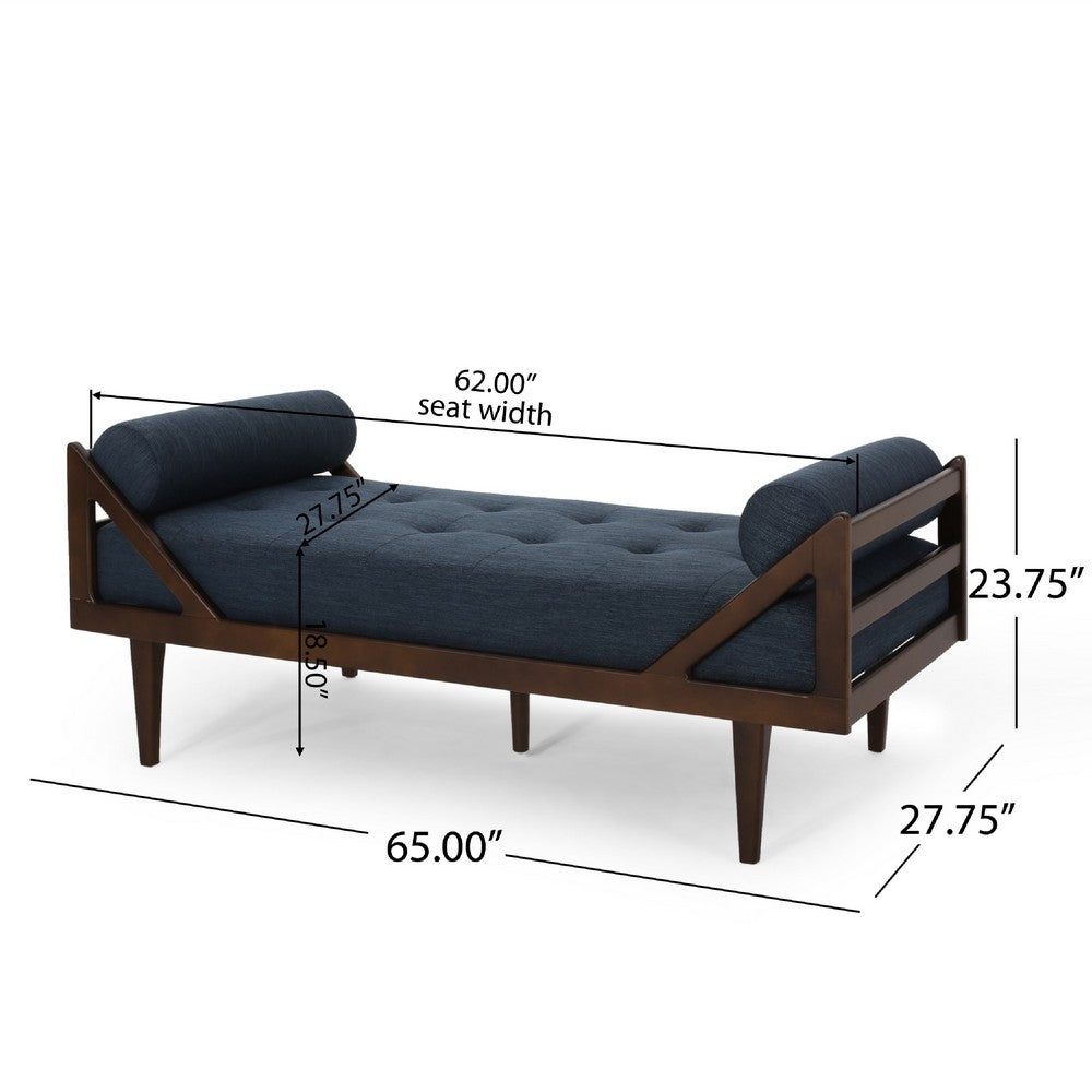 Henry Chaise Lounger with 2 Bolster Pillows | Waffle Stitch Blue
