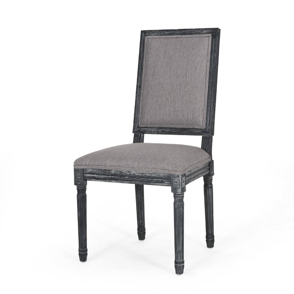 Ryma Dining Chair Set of 2 | Transitional Black Fluted Legs | Gray BM335315