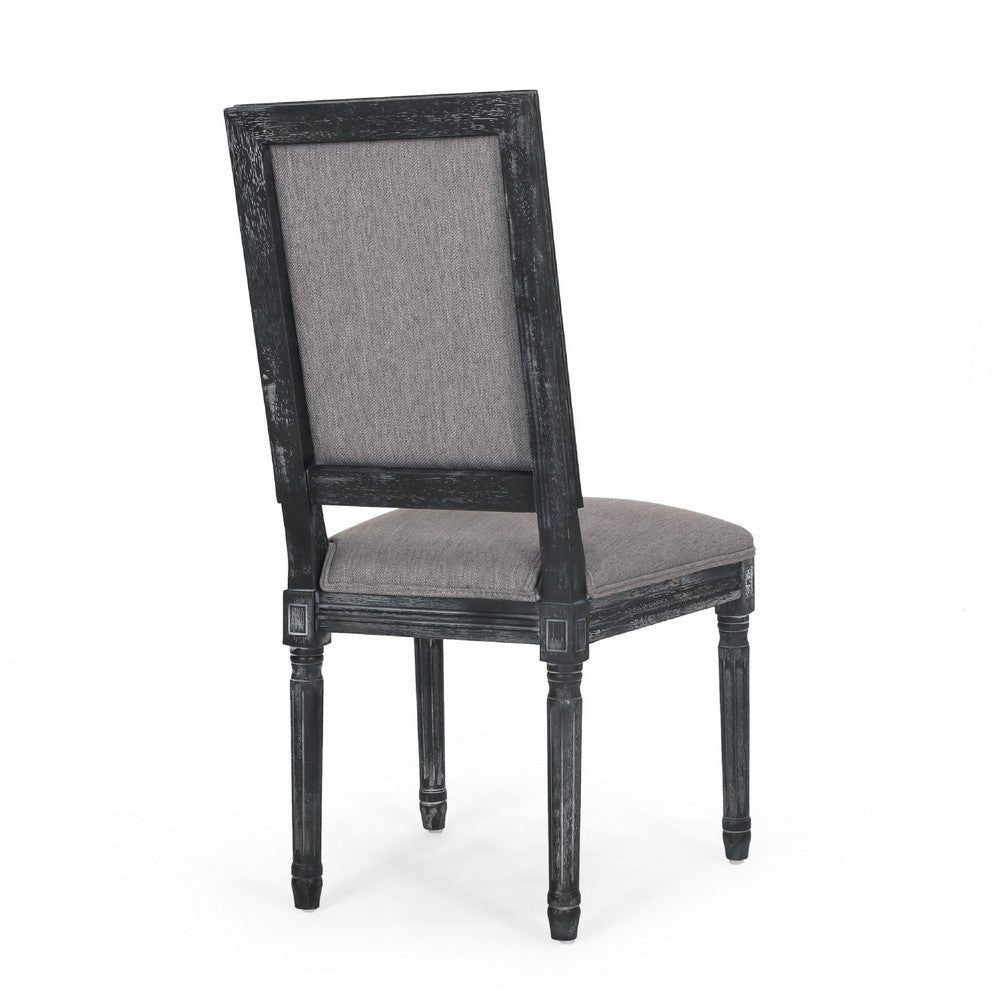 Ryma Dining Chair Set of 2 | Transitional Black Fluted Legs | Gray BM335315