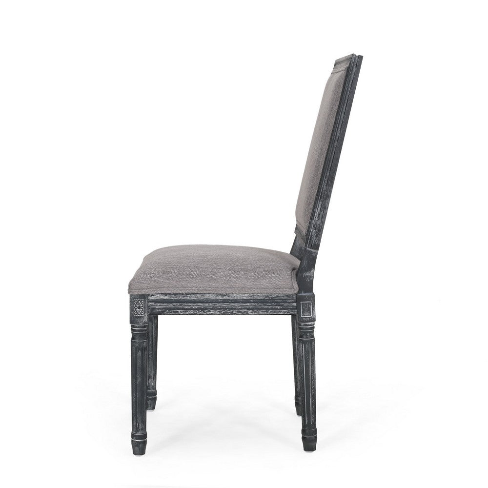 Ryma Dining Chair Set of 2 | Transitional Black Fluted Legs | Gray