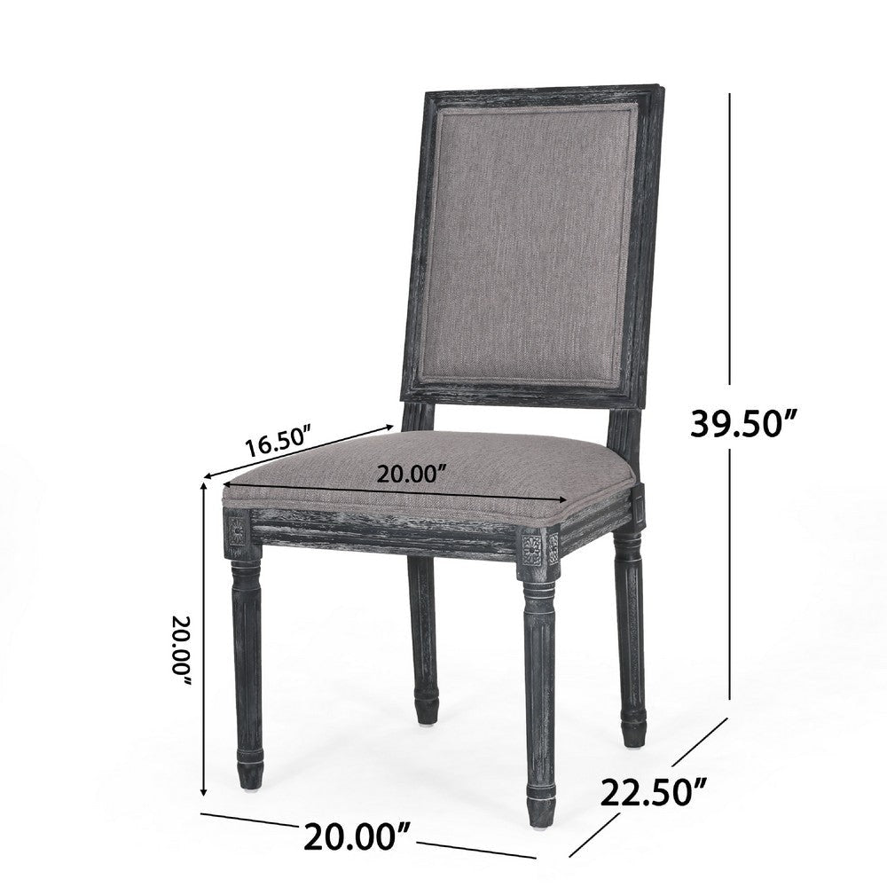 Ryma Dining Chair Set of 2 | Transitional Black Fluted Legs | Gray BM335315