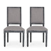 Ryma Dining Chair Set of 2 | Transitional Black Fluted Legs | Gray