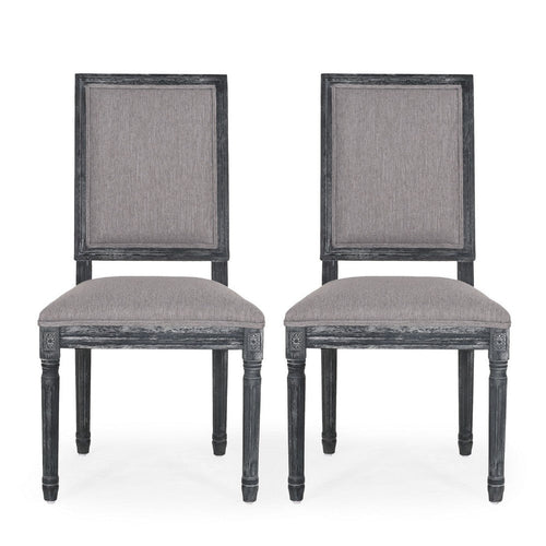 Ryma Dining Chair Set of 2 | Transitional Black Fluted Legs | Gray