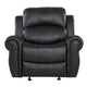 Manual Glider Recliner Chair | Nailhead Trim Plush Black Faux Leather BM335317