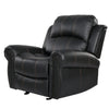 Manual Glider Recliner Chair | Nailhead Trim Plush Black Faux Leather BM335317