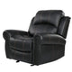 Manual Glider Recliner Chair | Nailhead Trim Plush Black Faux Leather BM335317