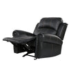 Manual Glider Recliner Chair | Nailhead Trim Plush Black Faux Leather BM335317