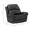 Manual Glider Recliner Chair | Nailhead Trim Plush Black Faux Leather BM335317