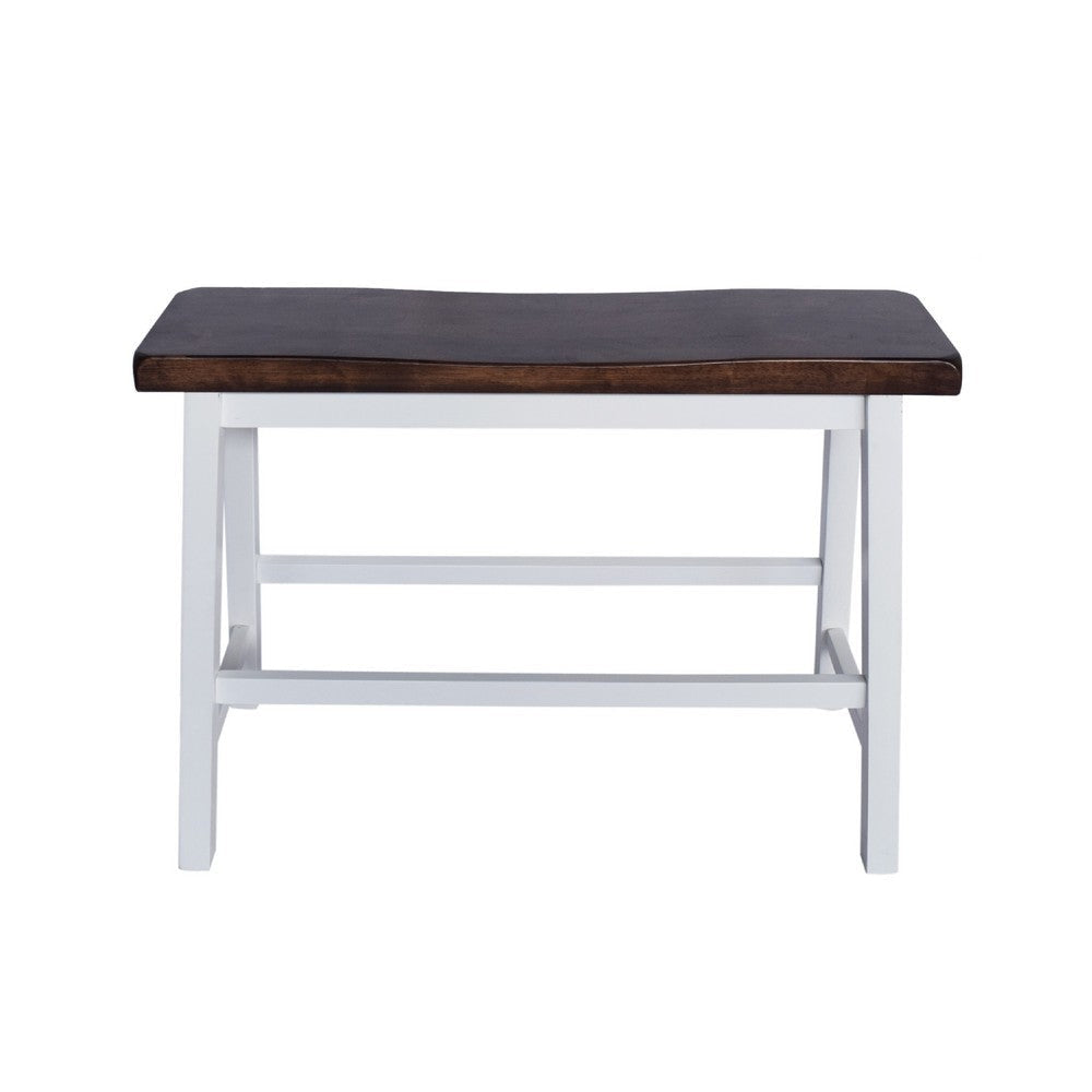 3pc Counter Height Dining Table Set with Saddle Stools | White Brown BM335318