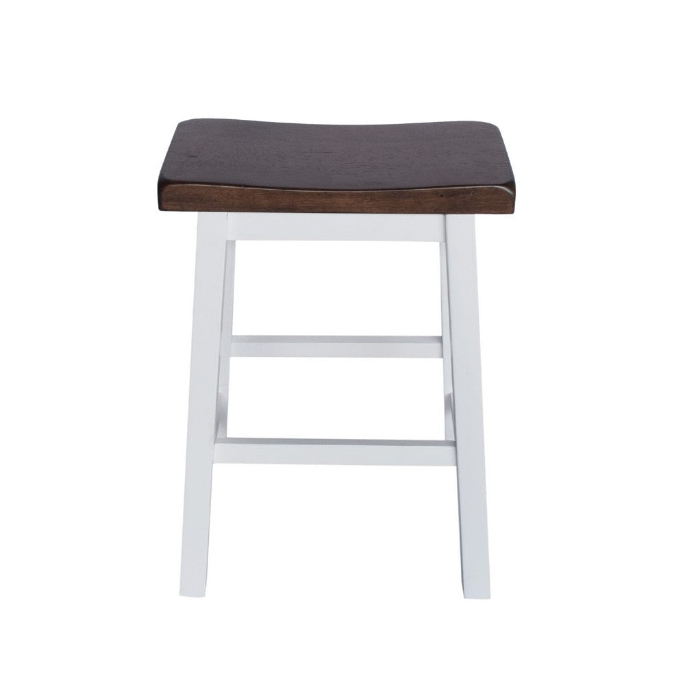 3pc Counter Height Dining Table Set with Saddle Stools | White Brown BM335318
