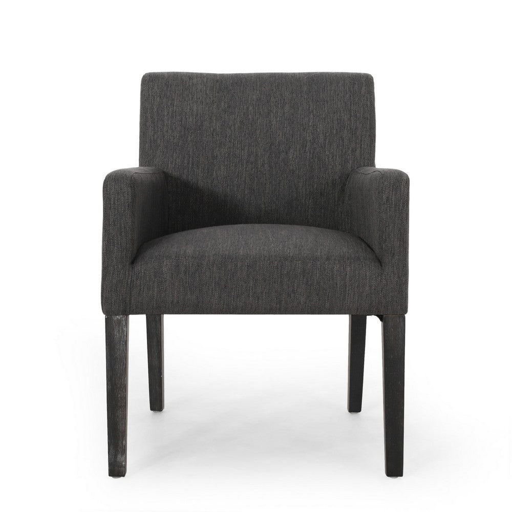 Accent Armchair | Modern Track Arms | Charcoal Gray Textured Fabric