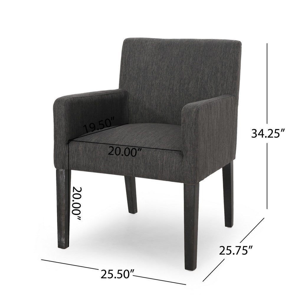 Accent Armchair | Modern Track Arms | Charcoal Gray Textured Fabric