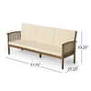 Gerry Outdoor Bench Sofa, Cream Foam Pads, Gray Acacia Wood 78 Inch