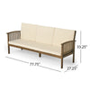 Gerry Outdoor Bench Sofa Cream Foam Pads Gray Acacia Wood 78 Inch BM335320