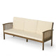 Gerry Outdoor Bench Sofa, Cream Foam Pads, Gray Acacia Wood 78 Inch