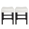 Counter Stool Seat of 2 | Ivory Bonded Leather Saddle Seat | Black