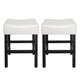 Counter Stool Seat of 2 | Ivory Bonded Leather Saddle Seat | Black