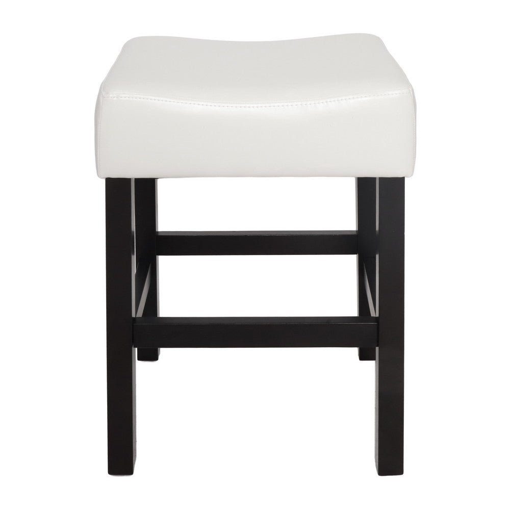 Counter Stool Seat of 2 | Ivory Bonded Leather Saddle Seat | Black