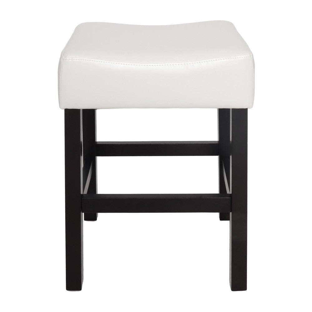 Counter Stool Seat of 2 | Ivory Bonded Leather Saddle Seat | Black BM335321