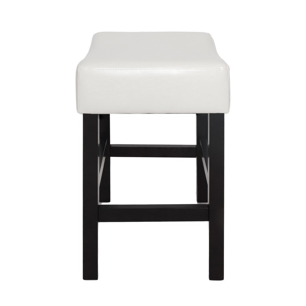Counter Stool Seat of 2 | Ivory Bonded Leather Saddle Seat | Black