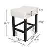 Counter Stool Seat of 2 | Ivory Bonded Leather Saddle Seat | Black BM335321