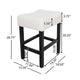 Counter Stool Seat of 2 | Ivory Bonded Leather Saddle Seat | Black BM335321