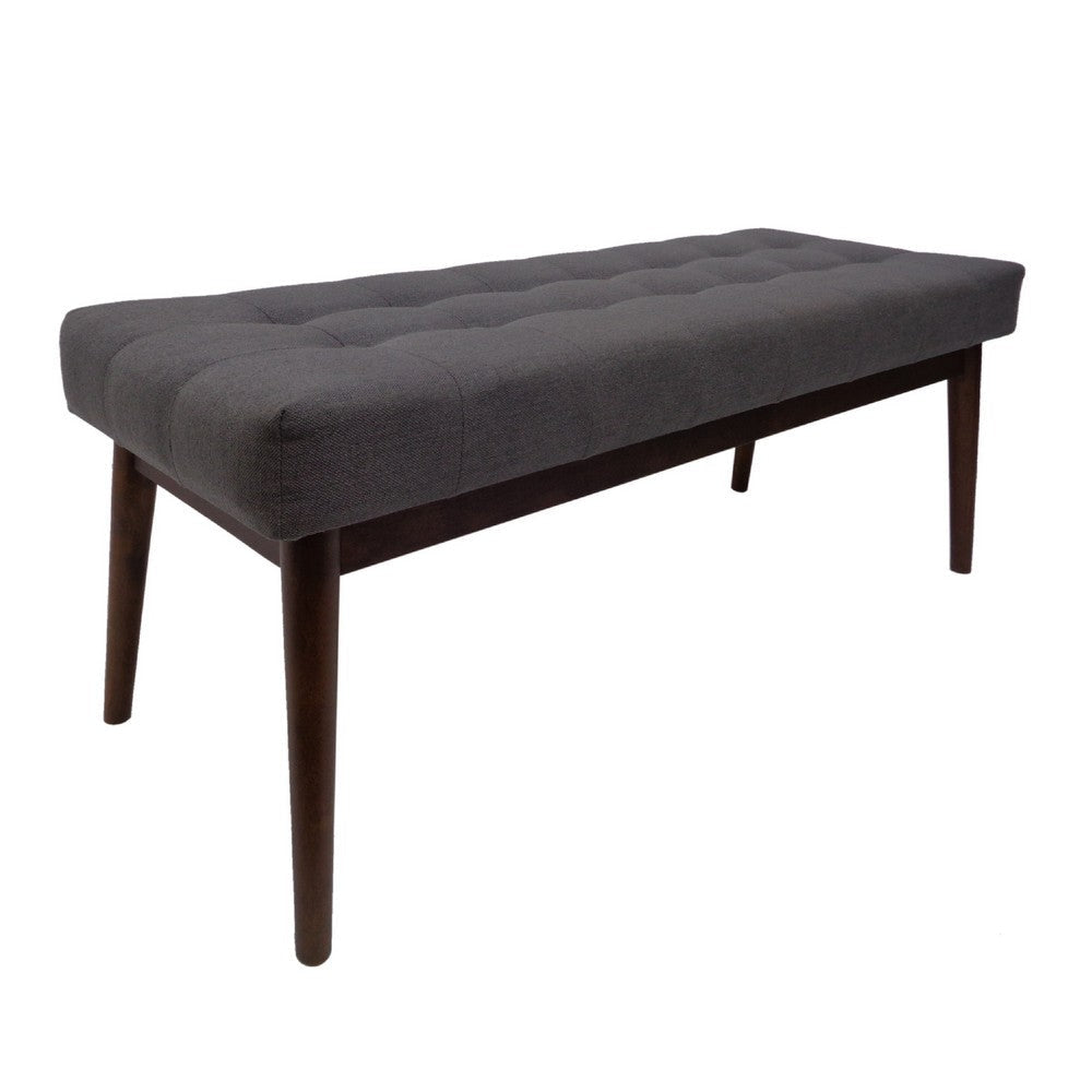 Ottoman Footstool Bench | 44" Button Tufted Gray Fabric Top