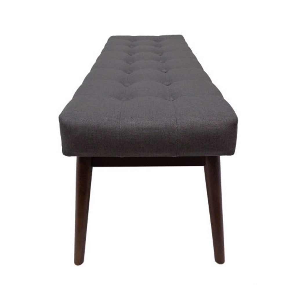 Ottoman Footstool Bench | 44" Button Tufted Gray Fabric Top