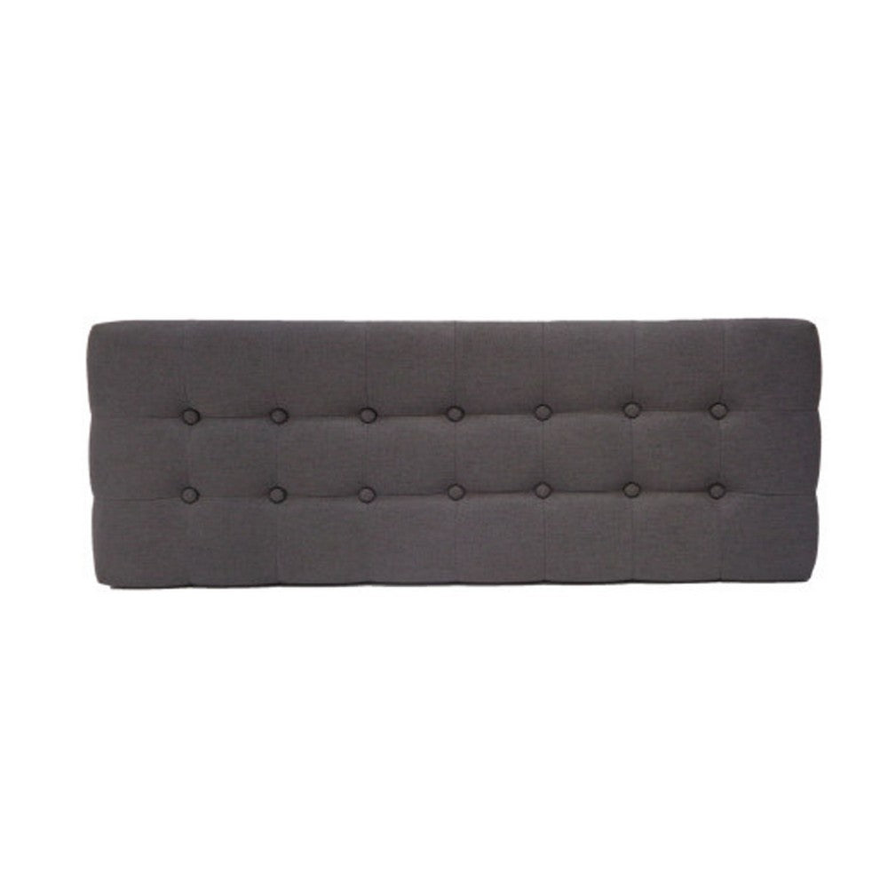 Ottoman Footstool Bench | 44" Button Tufted Gray Fabric Top