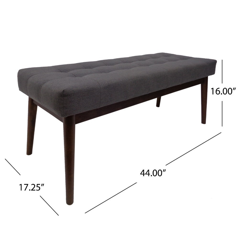 Ottoman Footstool Bench | 44" Button Tufted Gray Fabric Top