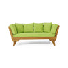 Flex Outdoor Daybed | 65’’ Teak Brown Acacia Wood | Green Cushions