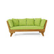 Flex Outdoor Daybed | 65" Teak Brown Acacia Wood | Green Cushions