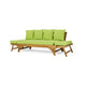 Flex Outdoor Daybed | 65" Teak Brown Acacia Wood | Green Cushions