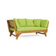 Flex Outdoor Daybed | 65" Teak Brown Acacia Wood | Green Cushions