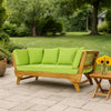 Flex Outdoor Daybed | 65" Teak Brown Acacia Wood | Green Cushions